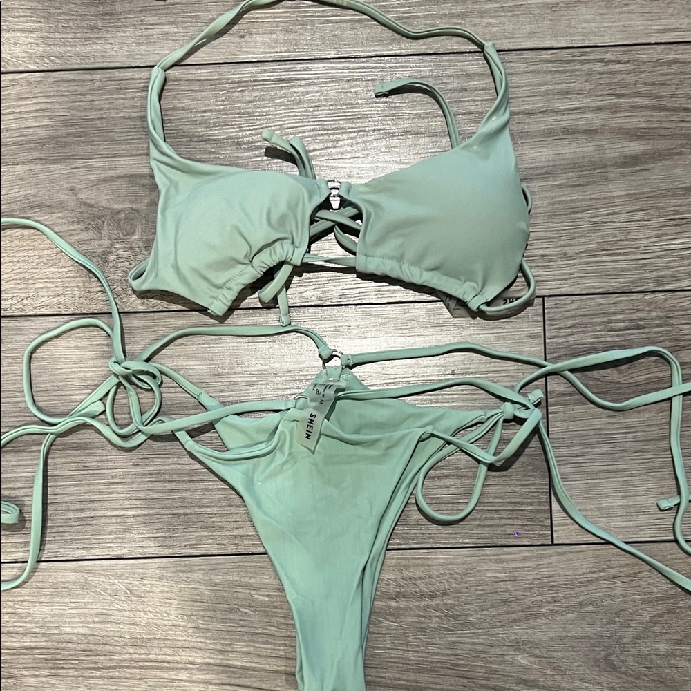 SHEIN Light Green Bikini Top